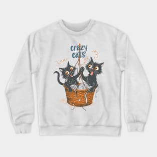 Cats playing with balls of yarn Funny T-shirt 2-07 Crewneck Sweatshirt